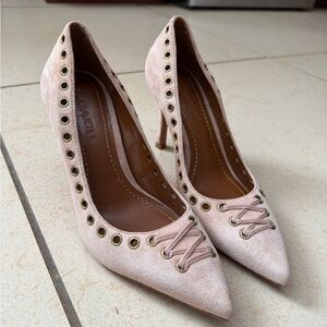 Coach Women's Pink Heels with Eyelet Design